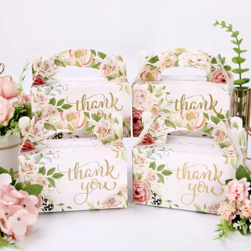 Miniatura 6 de Paquete de 24 cajas de regalo de fiesta, cajas de dulces de agradecimiento de papel de aluminio dorado para bodas, despedidas de soltera, cajas