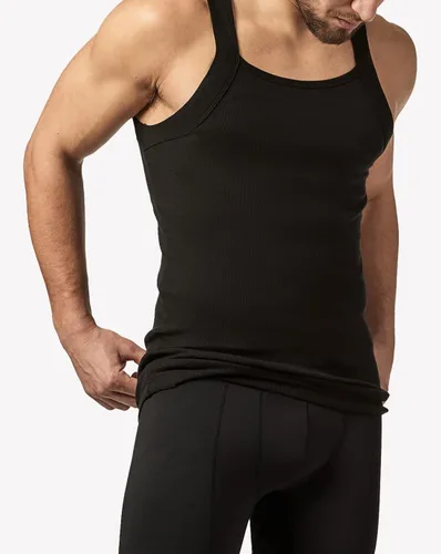 Miniatura 5 de papi Paquete de 3 camisetas sin mangas de algodón con cuello cuadrado para hombre, Negro, azul, rojo
