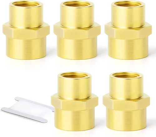 Miniatura 10 de GASHER 5 piezas de tubería de latón, acoplamiento, adaptador reductor, 1/2 "x 3/8" NPT hembra