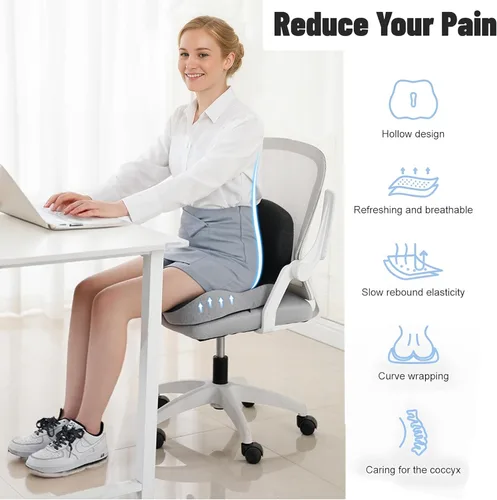 Miniatura 3 de Cojín de asiento de espuma viscoelástica para conductores de camiones, asiento de automóvil y sillas de oficina, cojín ergonómico para silla