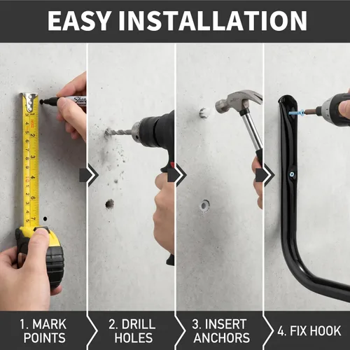 Miniatura 7 de Ganchos de almacenamiento de garaje resistentes, estante colgante para colgar en la pared para tabla de surf, escalera, bicicleta, sillas plegadas