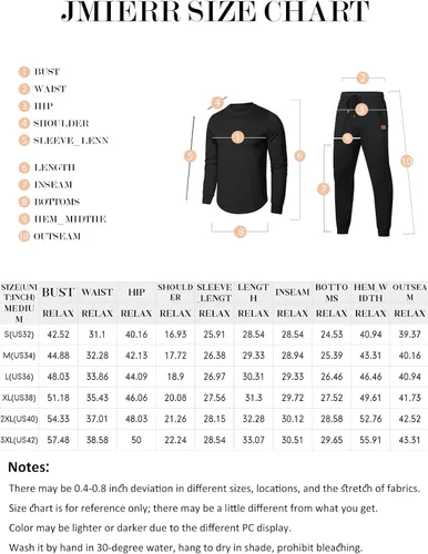 Miniatura 6 de JMIERR Conjunto de 2 piezas para hombre, sudadera de algodón de color liso, sudadera y pantalones deportivos
