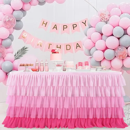 Miniatura 16 de Falda de mesa azul tutú mantel para fiesta bajo el mar decoraciones de Frozen revelación de género cumpleaños elefante baby shower 1.8m (6 pies)