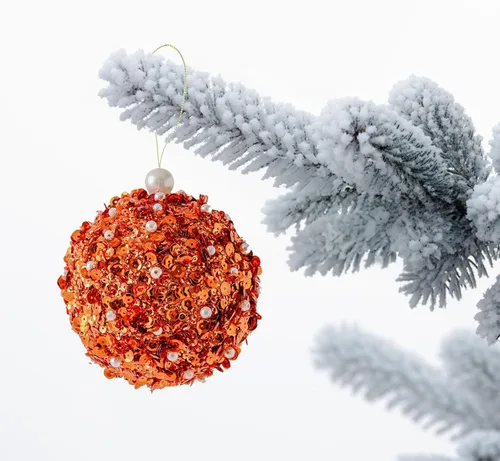 Miniatura 5 de Adornos de bola de Navidad de 4.25 pulgadas, juego de 4 piezas inastillables, decoración de árbol de Navidad para árboles de Navidad, bodas, Naranja