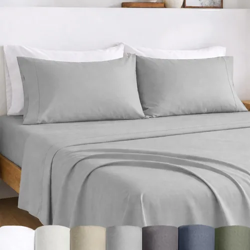 California Design Den Juego de sábanas para cama King - Sábanas de percal de 100% algodón egipcio certificado, tamaño King con bolsillos profundos,