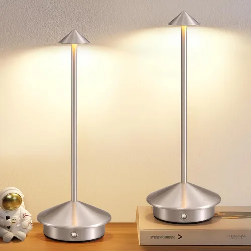 Miniatura 12 de Juego de 2 lámparas de mesa modernas inalámbricas, lámparas de escritorio LED portátiles, iluminación con batería recargable de 5000mAh