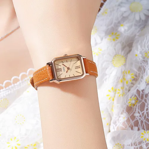 Miniatura 2 de TOOCAT Reloj de pulsera para mujer, ultrafino, elegante, simple, cuadrado, de cuarzo, con correa de cuero, 98.4 ft, impermeable, analógico