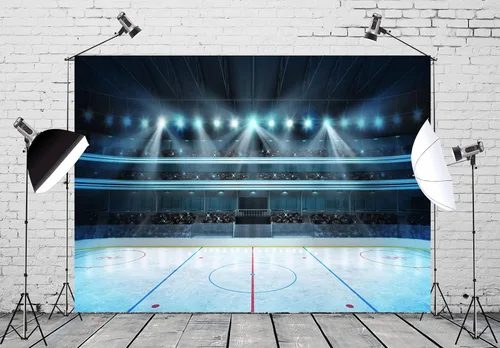 Miniatura 3 de BELECO Telón de fondo deportivo de hockey sobre hielo de 5 x 3 pies para fotografía, estadio, estadio, arena, pista de hielo, luces de escenario