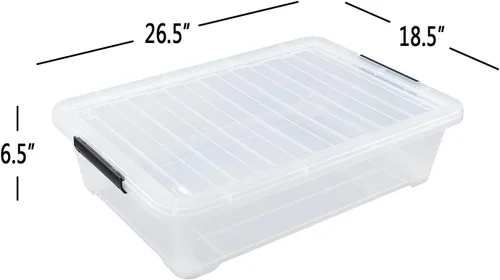 Miniatura 2 de Zopnny Paquete de 3 cajas de almacenamiento de plástico de 40 cuartos de galón, contenedor de almacenamiento grande transparente debajo de la cama