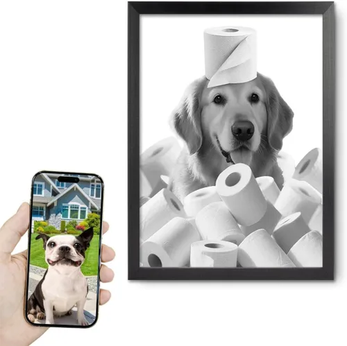 Miniatura 28 de Fotos personalizadas de mascotas en lienzo para pared Arte de baño personalizado Lindo perro gato en bañera Impresiones, divertidos animales Foto