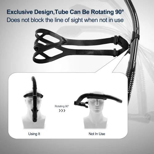 Miniatura 2 de Función de rotación Snorkel de natación para entrenamiento Natación Snorkel delantero Natación Entrenamiento Nadador Buceo Buceo Buceo Cómodo Negro