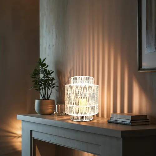 Miniatura 6 de Decozen Farol colgante para velas – Portavelas decorativo grande de metal blanco para decoración del hogar, patio, comedor, sala de estar, Blanco