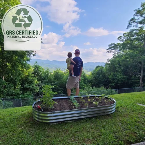 Miniatura 2 de Rakukiri Jardinera elevada con certificación GRS galvanizada para exteriores, maceta ovalada de metal resistente a la putrefacción de 6.5 pies, 1