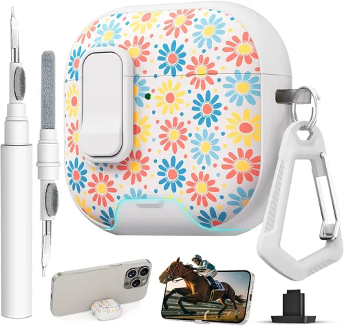 Miniatura 35 de Funda para AirPods Pro 3 con cerradura, textura de piel TPU duradera, antipérdida y a prueba de golpes, accesorios con kit de limpieza en llavero