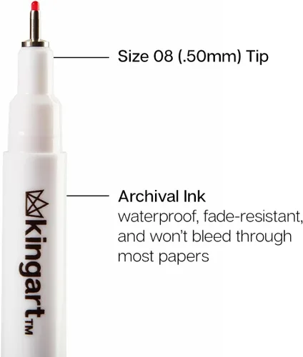 Miniatura 3 de KINGART Inkline, juego de 8 bolígrafos únicos de tinta de color de línea fina, tamaño 08, surtido de 8 unidades (432-8)