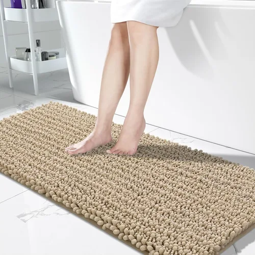 Miniatura 42 de Yimobra Alfombras de Baño Antideslizantes Lavables - Alfombra de Baño de Chenilla Ultra Suave Absorbente, Alfombra Peluda de Secado Rápido para Negro