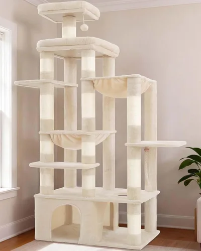 Miniatura 13 de Heybly Árbol para gatos resistente, torre para gatos de interior grande para adultos, casa condominio alta para gatos con zócalo extragrande