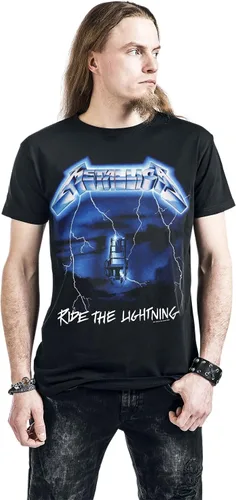 Miniatura 3 de Metallica Camiseta de hombre Ride The Lightning Tracks (impresión trasera) Slim Fit Negro