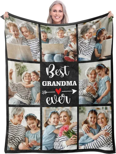 Miniatura 9 de Manta personalizada con imagen, texto fotográfico, manta de forro polar para Navidad, aniversario, cumpleaños, manta personalizable, collage de 20