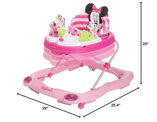 Miniatura 10 de Andadores y centro de actividades para bebés Minnie Mouse de Disney Baby, andador rosa con música y luces de purpurina