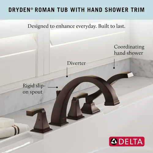 Miniatura 2 de Delta Faucet Dryden T4751-RB - Grifo de bañera romana con ducha de mano, juego de grifo de baño, manijas y ducha de mano, bronce veneciano