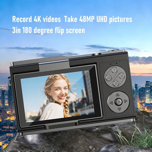 Miniatura 3 de Yunseity Cámara digital 4K 48MP Vlogging Cámara 4K Video con pantalla abatible de 3 pulgadas 180 y zoom de 18X para fotografía, viajes, selfies