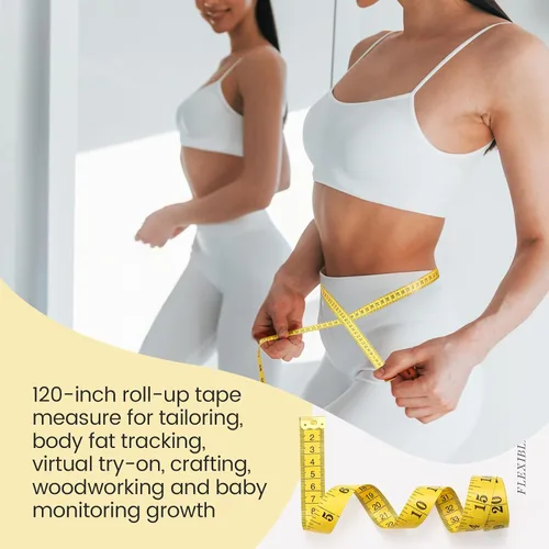 Miniatura 5 de 20 Pcs 120 Inch/300cm Soft Tape Measure Bulk Dual Scale Body Measuring Tape Sewing Fabric Tailor Ruler Easy to Read Craft Vinyl Ruler for Body Yellow