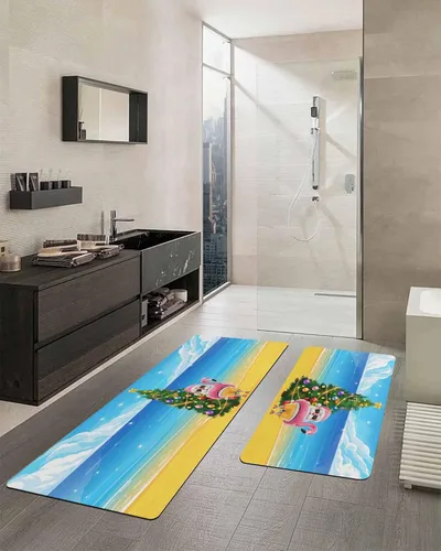 Miniatura 2 de Tapete de baño de Navidad para bañera, antideslizante, de secado rápido y absorbente, con tierra de diatomeas, para fregadero de cocina, lavable