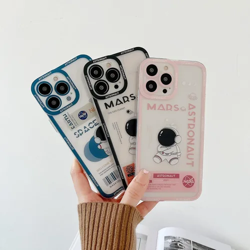 Miniatura 7 de Yonds Queen Funda transparente para iPhone 11, diseño de luna de astronauta espacial de astronauta de dibujos animados, elegante diseño de luna