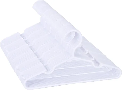 Miniatura 16 de Paquete de 60 perchas blancas para niños de 11.6 pulgadas, perchas para ropa de bebé para niños pequeños y niños, perchas de plástico duradero