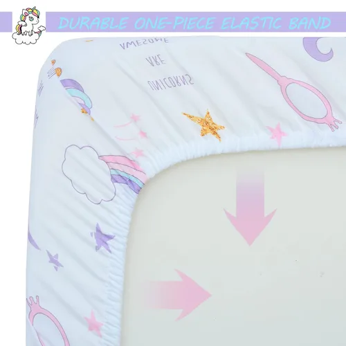 Miniatura 3 de Sábanas de cuna para niñas, sábanas de bebé, sábana bajera para cuna, microfibra suave y transpirable que se adapta a cuna de tamaño estándar de 28