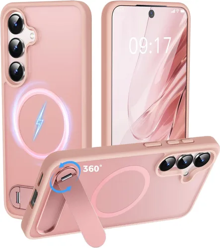 Miniatura 17 de Reukdnv Funda magnética para Galaxy S24 Ultra con soporte de metal duradero, protección contra caídas de grado militar, compatible con MagSafe