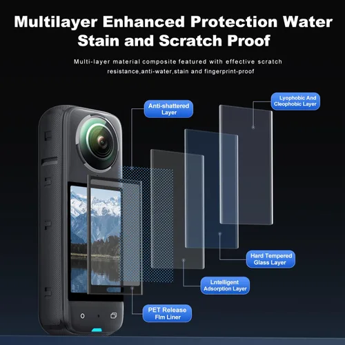 Miniatura 5 de Protector de pantalla para cámara de acción Insta360 X4, resistente a los arañazos, revestimiento óptico antihalación, resistente a los arañazos