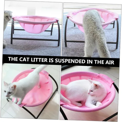 Miniatura 6 de UKCOCO Hamaca elevada para gatos, elegante y duradera para mascotas para uso en interiores y exteriores, marco elegante para descansar y relajarse