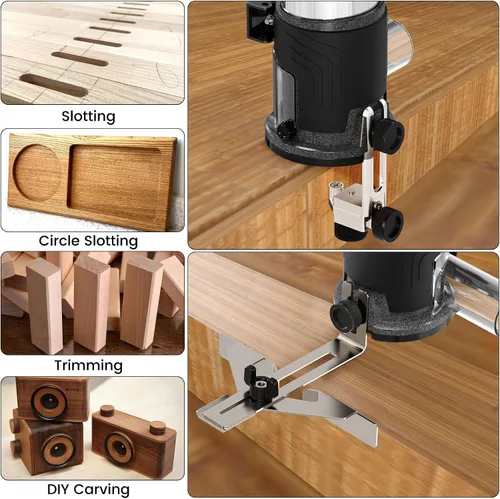 Miniatura 9 de Herramienta de enrutador TwoWin, Herramienta de enrutador de madera manual de 6.5 Amp 1.25 HP, Herramienta de enrutador de palma compacta