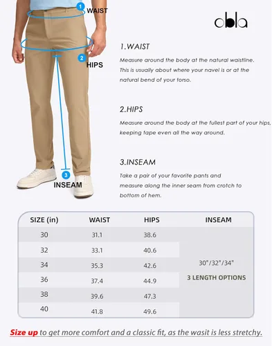 Miniatura 7 de Obla Pantalones de golf para hombre, 303234 pulgadas, ajustados, elásticos, ligeros, con 5 bolsillos, pantalones casuales de trabajo para hombre