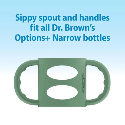 Miniatura 5 de Dr. Brown's Milestones - Botella de boquilla estrecha con asas 100% de silicona, asas de fácil agarre con boquilla suave para sorber, 8 onzas, verde