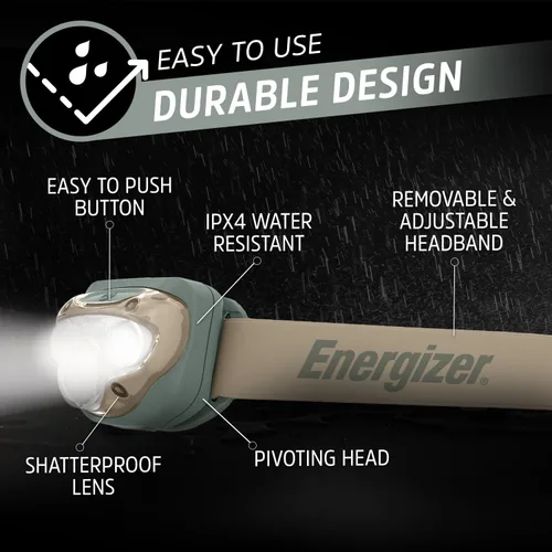 Miniatura 3 de Energizer Linterna frontal LED PRO (paquete de 2), faros resistentes al agua IPX4, luz de cabeza de alto rendimiento para exteriores, camping