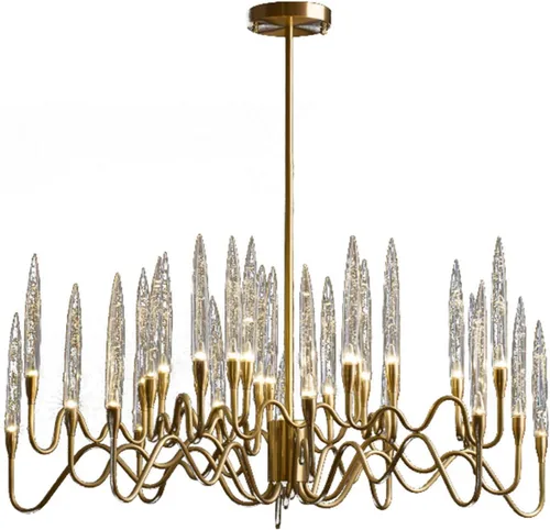 Miniatura 8 de Candelabros LED, modernos candelabros de cristal, lámpara colgante de latón, lámpara de techo ajustable compatible con dormitorio, pasillo, bar