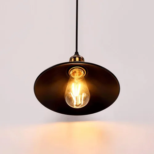 Miniatura 6 de Luces colgantes vintage de metal negro, lámpara colgante creativa de paraguas, cableado de latón cepillado E26/E27 Base de araña para isla