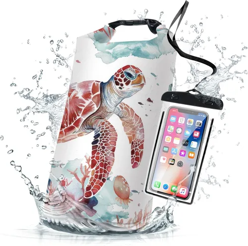 Miniatura 9 de Bolsa seca impermeable, con parte superior enrollable, tortuga marina, coral, estrella de mar, pequeña mochila impermeable de 5L/10L/20L, bolsas