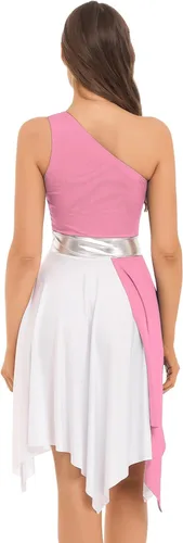 Miniatura 143 de easyforever Vestido de baile sin mangas con bloques de color para mujer, alabanza litúrgica, ropa de baile lírico, vestido de bata de adoración