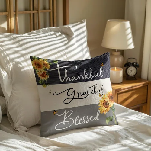 Miniatura 3 de Thankful Grateful Blessed Sunflower Gifts - Funda de cojín suave para sofá, cama, 18 x 18 pulgadas