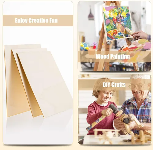 Miniatura 5 de Paquete de 12 hojas cuadradas de madera de tilo de 12 x 12 x 1/16 pulgadas - 2 mm de grosor para manualidades, hojas de madera contrachapada sin