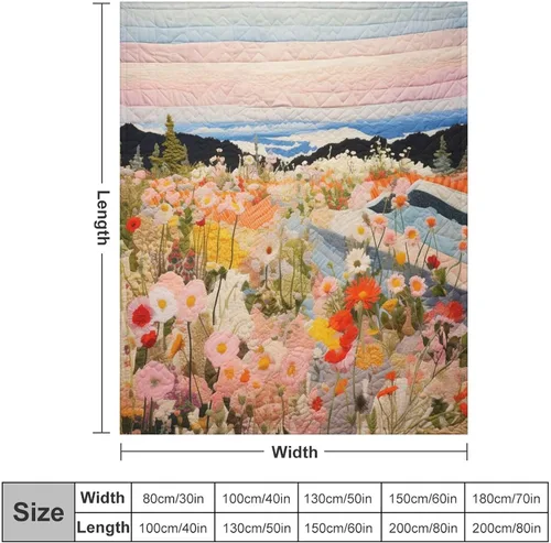 Miniatura 33 de Manta de verano con parches bohemios, vintage, bohemia, acogedora manta de franela para sofá, cama para niños y adultos, 30 x 40 pulgadas, manta