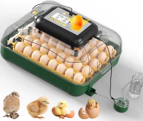 Miniatura 11 de Incubadoras de huevos para incubar pollitos, incubadora de huevos con giro automático de huevos y control de humedad, vela de huevo incorporada
