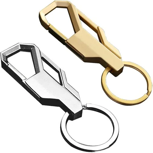 2 paquetes de aleación de zinc resistente a los arañazos llavero de coche clip bobina Cool Ring hebilla llavero regalo de negocios para hombre gris