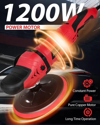 Miniatura 2 de AVID POWER Pulidora para Automóvil, 6 Velocidades Variables 1000-3500 RPM, Kit de Pulidora Rotatoria con Placa de Respaldo de 6 y 7 Pulgadas, Rojo