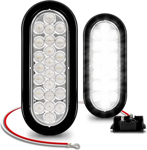 Miniatura 15 de Faro trasero redondo de 6 pulgadas con 24 luces LED de luz blanca clara, para reversa de camiones, con Certificado DOT, arandela y enchufe incluidos