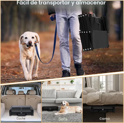 Miniatura 6 de Escaleras extra anchas para perros grandes, rampa plegable para perros con superficie antideslizante, escaleras ligeras para perros para autos, SUV